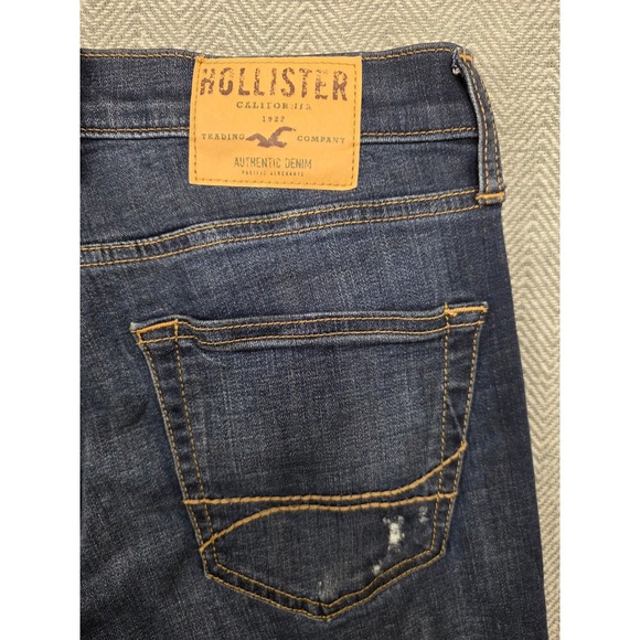 Hollister Slim Straight Dark Wash Distressed Jeans Women 28x30‎ - Picture 6 of 6